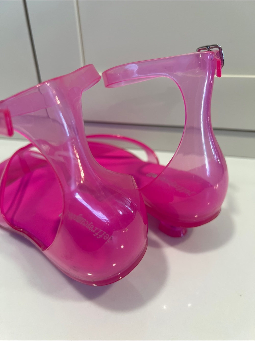 Jeffrey Campbell Neon Pink Jelly Ankle-Strap Sandals - Picture 5 of 6